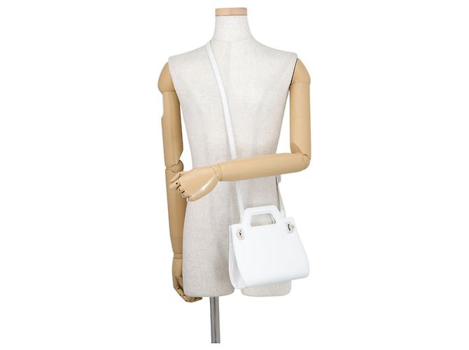 Borsa a mano in pelle Wanda Mini Salvatore Ferragamo Bianco - vista 5