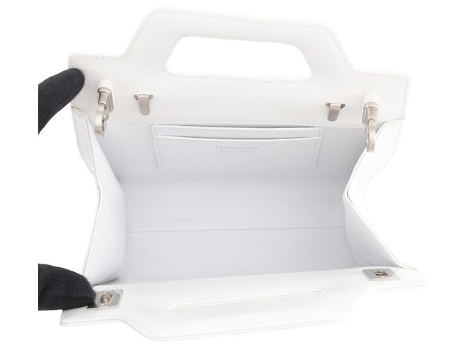 Borsa a mano in pelle Wanda Mini Salvatore Ferragamo Bianco - vista 6