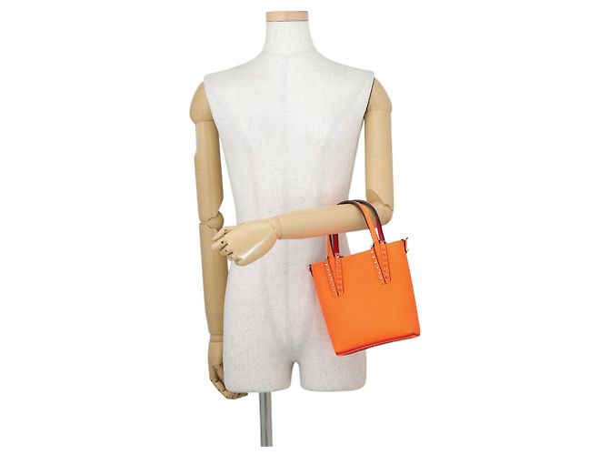 Borsa borchiata Christian Louboutin CABATA N S Mini Arancione - vista 4