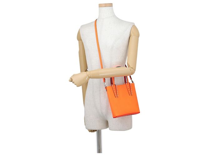 Borsa borchiata Christian Louboutin CABATA N S Mini Arancione - vista 5