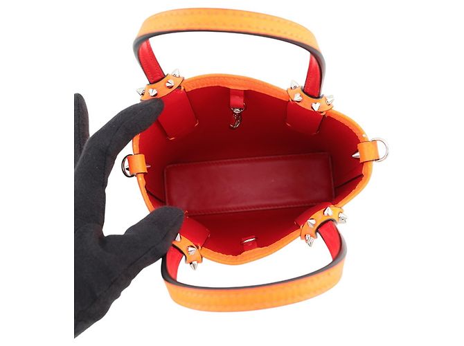 Borsa borchiata Christian Louboutin CABATA N S Mini Arancione - vista 6