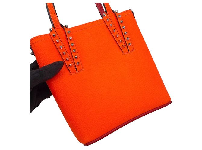 Borsa borchiata Christian Louboutin CABATA N S Mini Arancione - vista 9