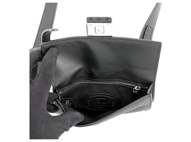 Borsa a spalla Fendi Selleria Baguette Clutch Nero - vista 5