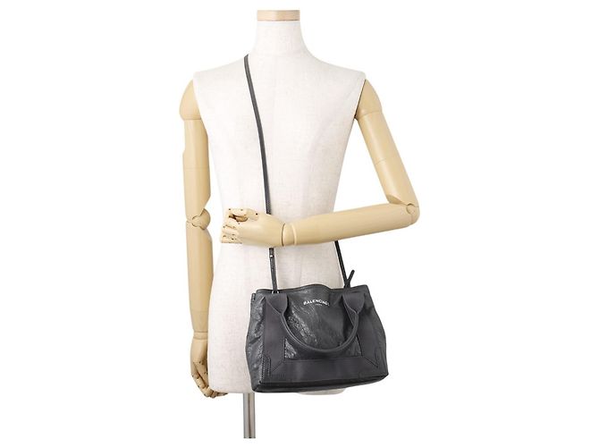 Borsa Balenciaga in pelle e tela grigia Marrone - vista 5