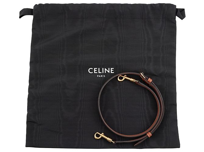 Céline Sac à main Celine Clara Medium Triomphe en cuir de veau Marron - vue 12