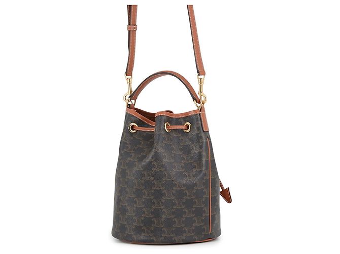 Céline Sac à main Celine Clara Medium Triomphe en cuir de veau Marron - vue 2