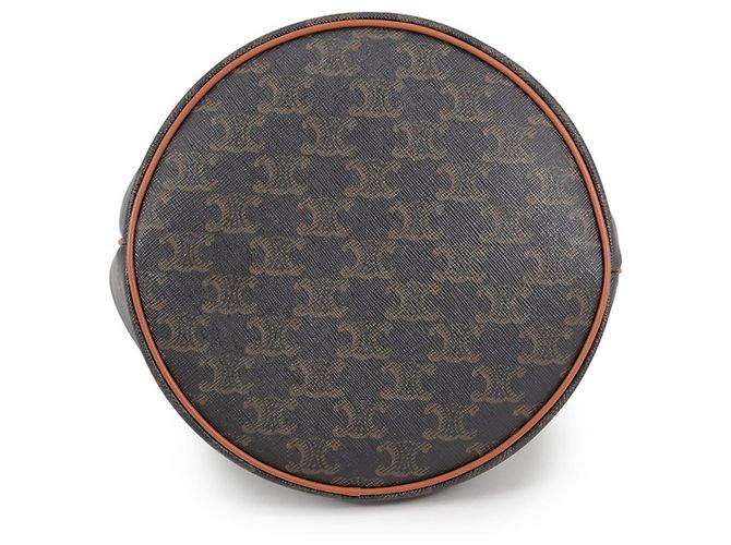 Céline Sac à main Celine Clara Medium Triomphe en cuir de veau Marron - vue 3