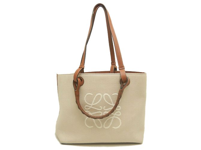 Saco Tote Loewe em lona e couro bege e castanho Marrom - vista 2