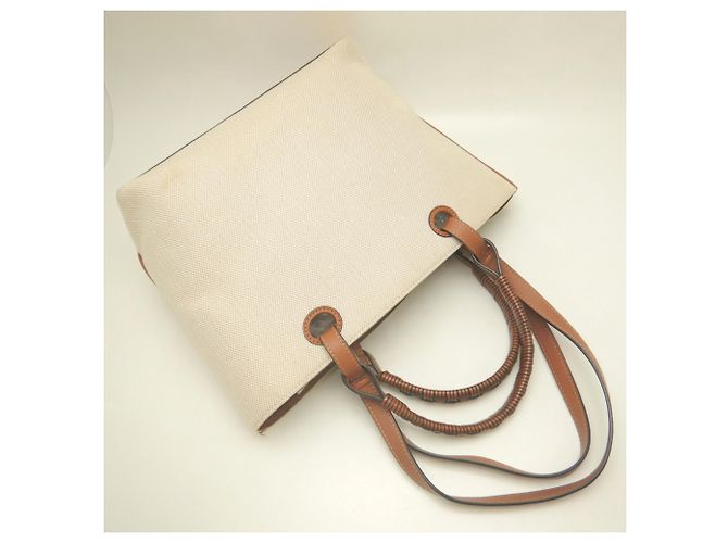 Saco Tote Loewe em lona e couro bege e castanho Marrom - vista 3