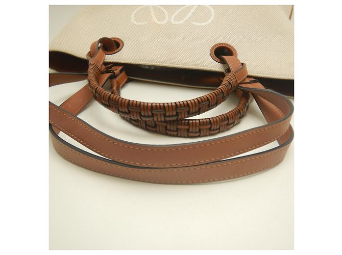 Saco Tote Loewe em lona e couro bege e castanho Marrom - vista 7