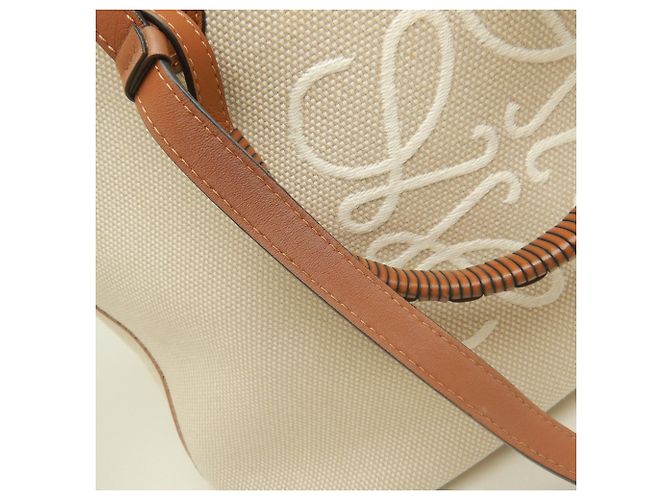 Saco Tote Loewe em lona e couro bege e castanho Marrom - vista 9
