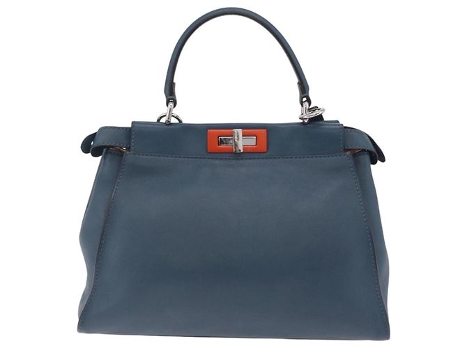 Fendi Peekaboo Mini de piel con volantes Azul - vista 2