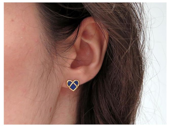 NUOVI ORECCHINI POIRAY L'ATTRAPE COEUR LAPIS LAZULI ORO 18K 1.9GR Blu - vista 11