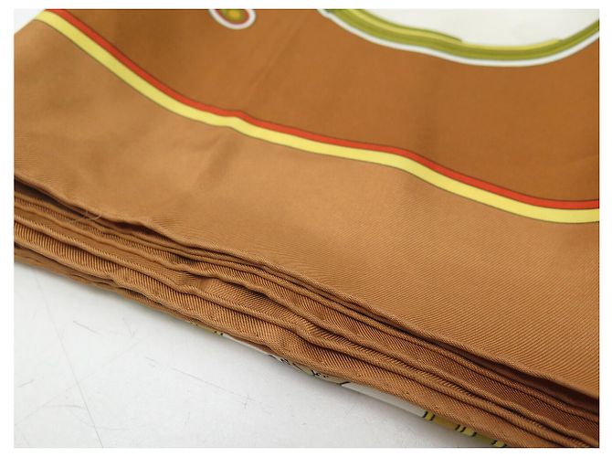 Hermès FOULARD HERMES WASHINGTON'S CARRIAGE CARRE 90 CM IN SETA MARRONE - vista 13