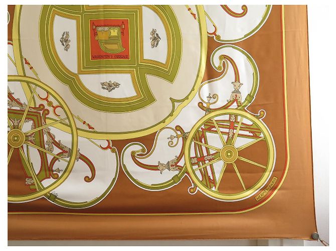 Hermès FOULARD HERMES WASHINGTON'S CARRIAGE CARRE 90 CM IN SETA MARRONE - vista 4