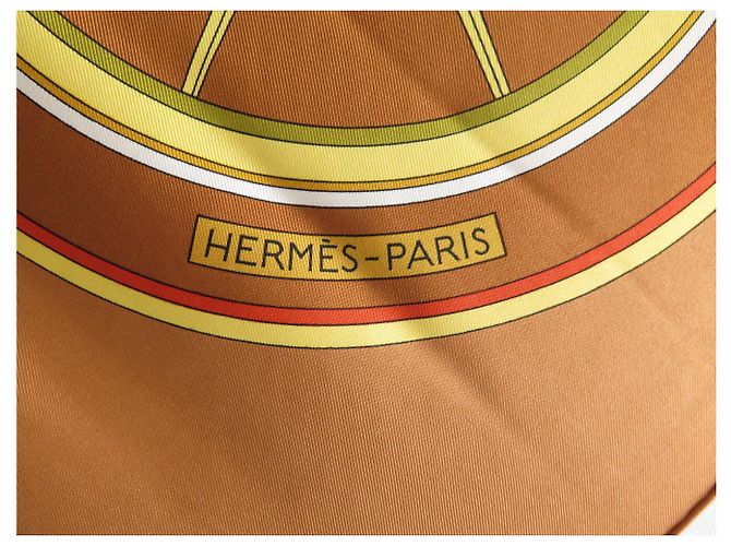 Hermès FOULARD HERMES WASHINGTON'S CARRIAGE CARRE 90 CM IN SETA MARRONE - vista 6