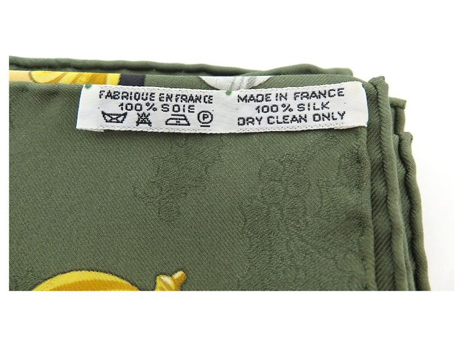 Hermès FOULARD VINTAGE HERMES PLUMES & GRELOTS 1ª EDIZIONE CARRE 90 SETA BROCCATA Verde - vista 15