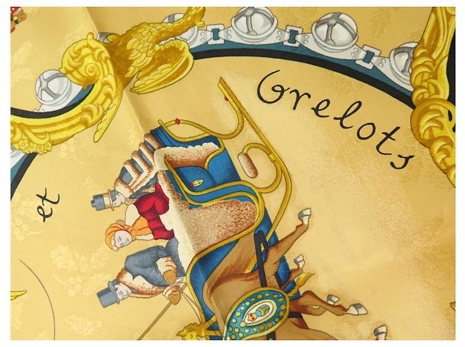 Hermès FOULARD VINTAGE HERMES PLUMES & GRELOTS 1ª EDIZIONE CARRE 90 SETA BROCCATA Verde - vista 7