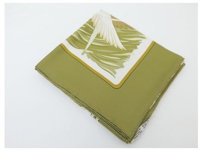 Hermès FOULARD VINTAGE HERMES COLS VERTS 1ª EDIZIONE CARRE 90 IN SETA Verde - vista 13