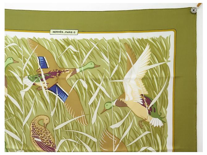 Hermès FOULARD VINTAGE HERMES COLS VERTS 1ª EDIZIONE CARRE 90 IN SETA Verde - vista 3