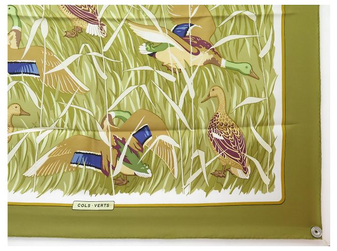Hermès FOULARD VINTAGE HERMES COLS VERTS 1ª EDIZIONE CARRE 90 IN SETA Verde - vista 4