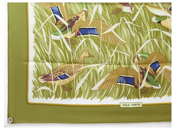 Hermès FOULARD VINTAGE HERMES COLS VERTS 1ª EDIZIONE CARRE 90 IN SETA Verde - vista 5