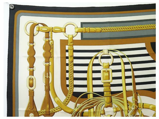 Hermès FOULARD VINTAGE HERMES COACHING 1ª EDIZIONE J. ABADIE CARRE 90 SETA Marrone - vista 2