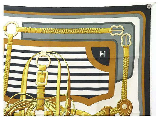 Hermès FOULARD VINTAGE HERMES COACHING 1ª EDIZIONE J. ABADIE CARRE 90 SETA Marrone - vista 3