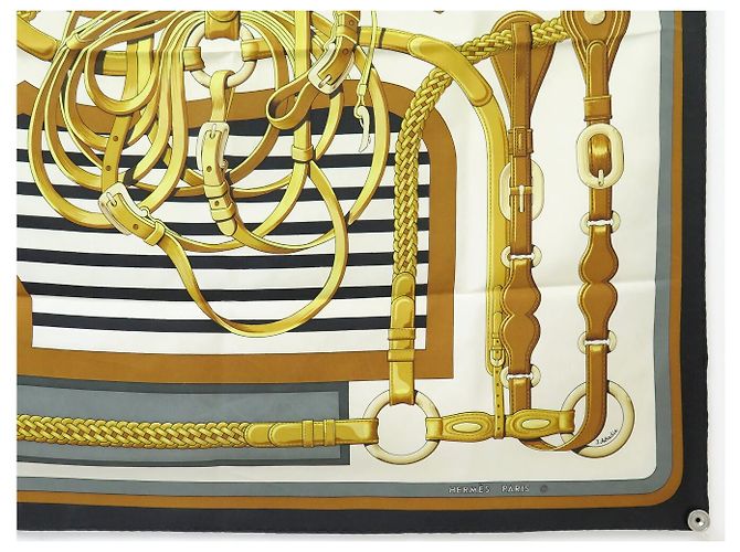 Hermès FOULARD VINTAGE HERMES COACHING 1ª EDIZIONE J. ABADIE CARRE 90 SETA Marrone - vista 4