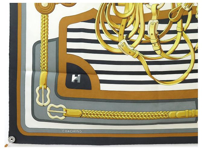 Hermès FOULARD VINTAGE HERMES COACHING 1ª EDIZIONE J. ABADIE CARRE 90 SETA Marrone - vista 5