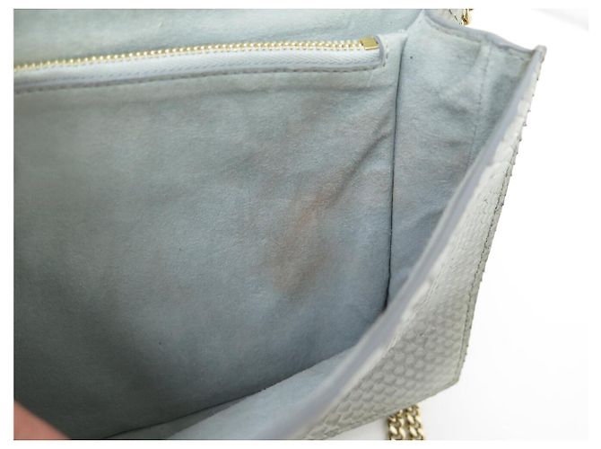 SAC A MAIN LANVIN SUGAR SMALL LW-BGFS00-CRIS-H17 CUIR PYTHON BANDOULIERE Gris - vue 13