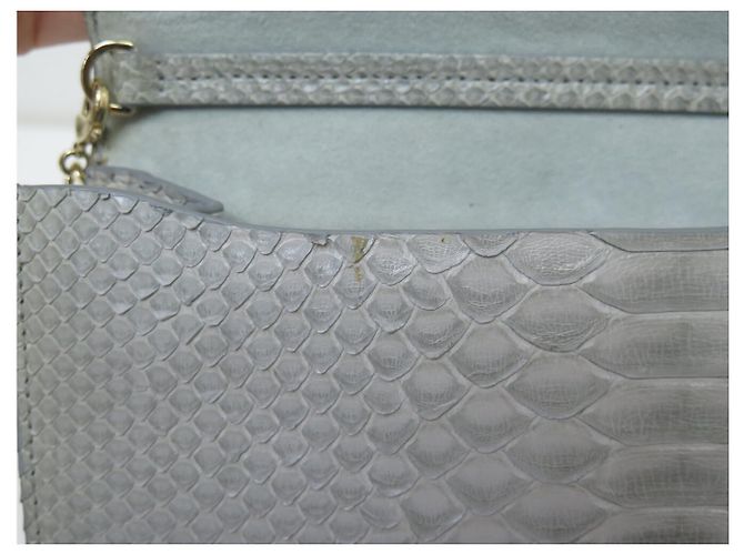 SAC A MAIN LANVIN SUGAR SMALL LW-BGFS00-CRIS-H17 CUIR PYTHON BANDOULIERE Gris - vue 14
