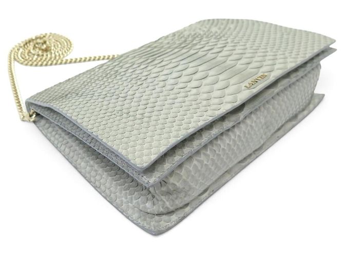 SAC A MAIN LANVIN SUGAR SMALL LW-BGFS00-CRIS-H17 CUIR PYTHON BANDOULIERE Gris - vue 3