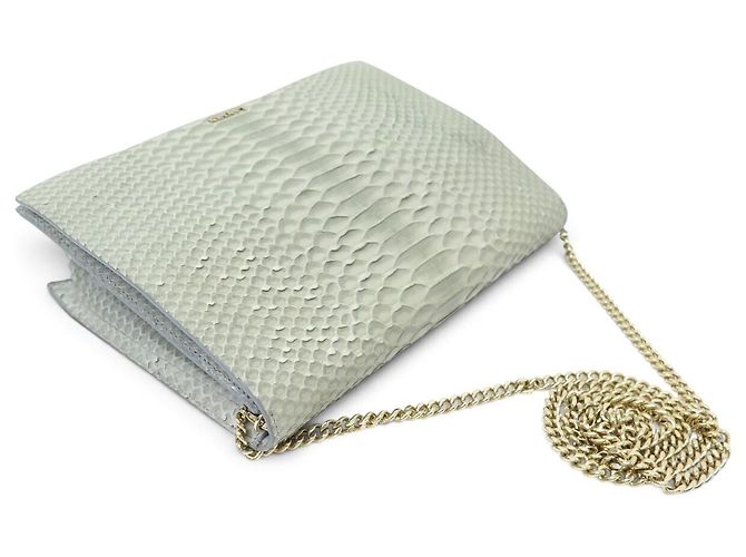 SAC A MAIN LANVIN SUGAR SMALL LW-BGFS00-CRIS-H17 CUIR PYTHON BANDOULIERE Gris - vue 4