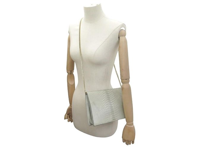 SAC A MAIN LANVIN SUGAR SMALL LW-BGFS00-CRIS-H17 CUIR PYTHON BANDOULIERE Gris - vue 5