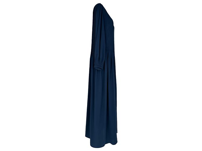 Loro Piana plissiertes Maxi-Kleid aus blauer Seide - Ansicht 2