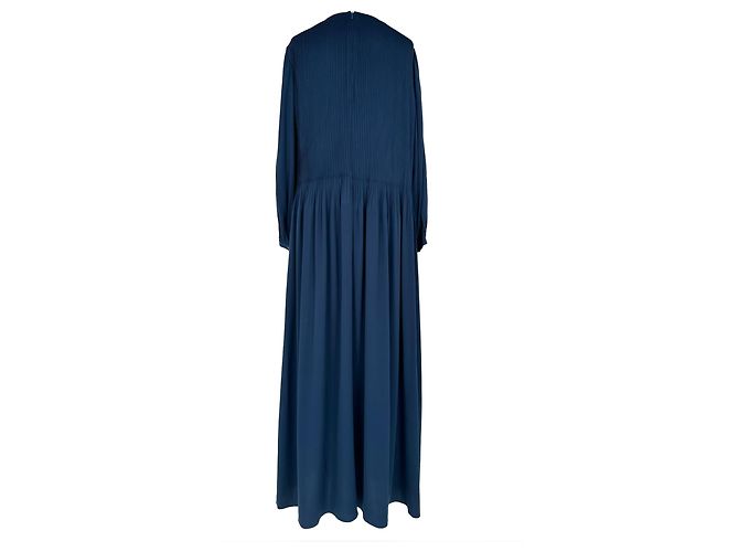 Loro Piana plissiertes Maxi-Kleid aus blauer Seide - Ansicht 4