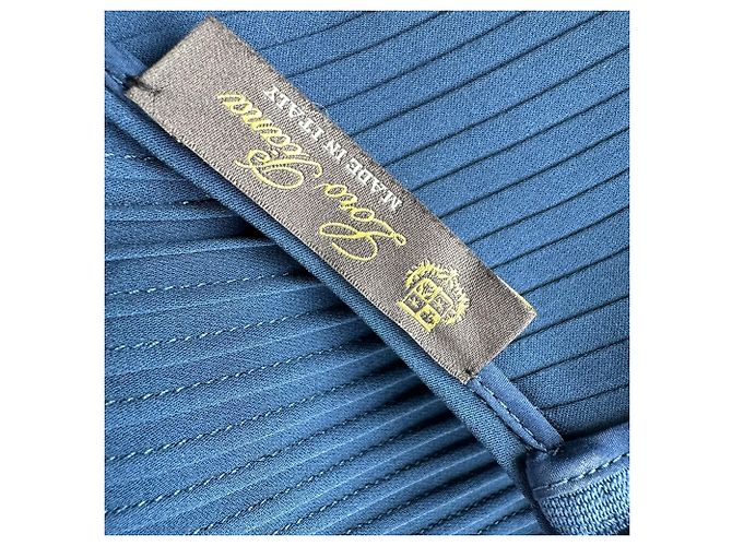 Loro Piana plissiertes Maxi-Kleid aus blauer Seide - Ansicht 8