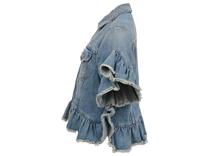 Chaqueta vaquera MSGM con volantes y efecto desgastado en algodón azul - vista 2