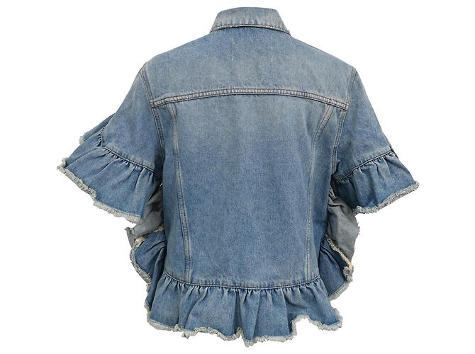 Chaqueta vaquera MSGM con volantes y efecto desgastado en algodón azul - vista 3
