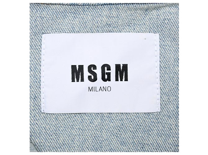 Chaqueta vaquera MSGM con volantes y efecto desgastado en algodón azul - vista 5
