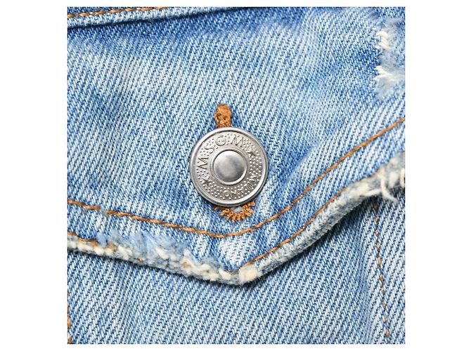 Chaqueta vaquera MSGM con volantes y efecto desgastado en algodón azul - vista 8