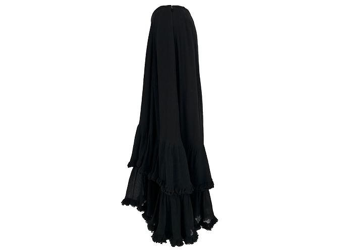 Falda maxi con volantes y capas Chloé en algodón negro - vista 2