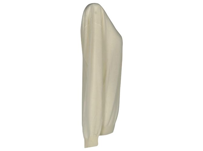 Sweater de malha Theory com gola redonda em seda Ivory Branco Cru - vista 2