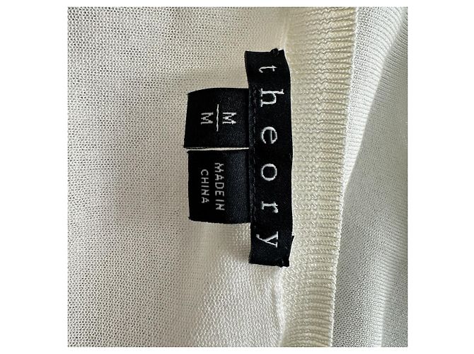 Sweater de malha Theory com gola redonda em seda Ivory Branco Cru - vista 3