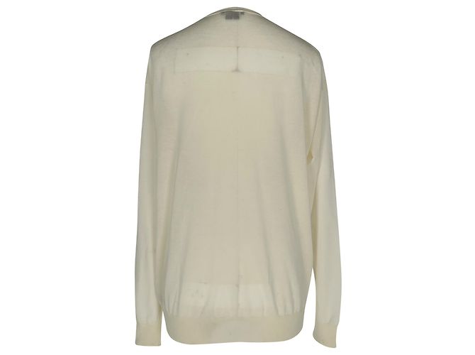 Sweater de malha Theory com gola redonda em seda Ivory Branco Cru - vista 4