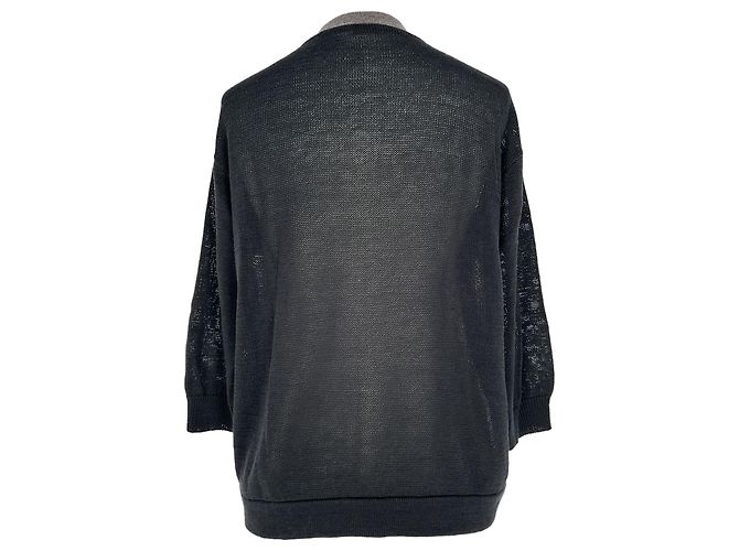 Brunello Cucinelli leichte Strickjacke aus schwarzer Baumwolle - Ansicht 3