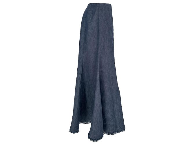 Gabriela Hearst Falda midi Gabriela Hearts en lino azul - vista 2