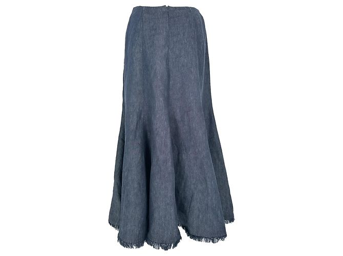 Gabriela Hearst Falda midi Gabriela Hearts en lino azul - vista 3