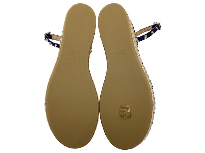 Sandali platform Valentino Garavani Rockstud in denim di cotone blu - vista 10